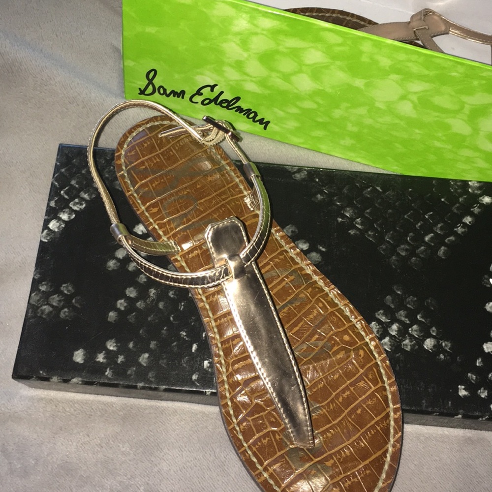 Rose gold thong sandals